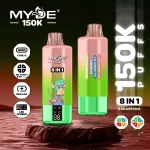MYDE 8IN1 150000 Puffs disposable vapes A mix of Strawberry Ice & Watermelon Ice & Peach Ice & and Passion Fruit Ice