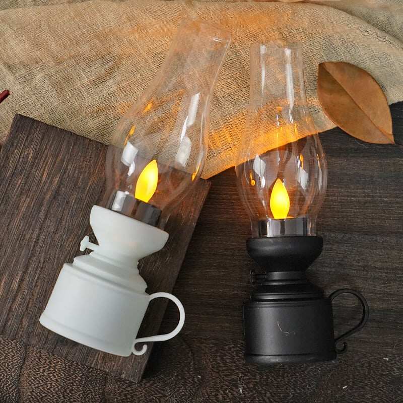 ✨🕯️Lampa naftowa LED Vintage Elektroniczna świeca obrotowa