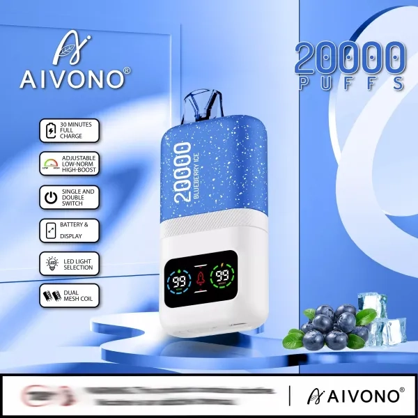 AIVONO 20000 Puffs Dual Mesh Rechargeable Disposable Vapes strawberry kiwi ice