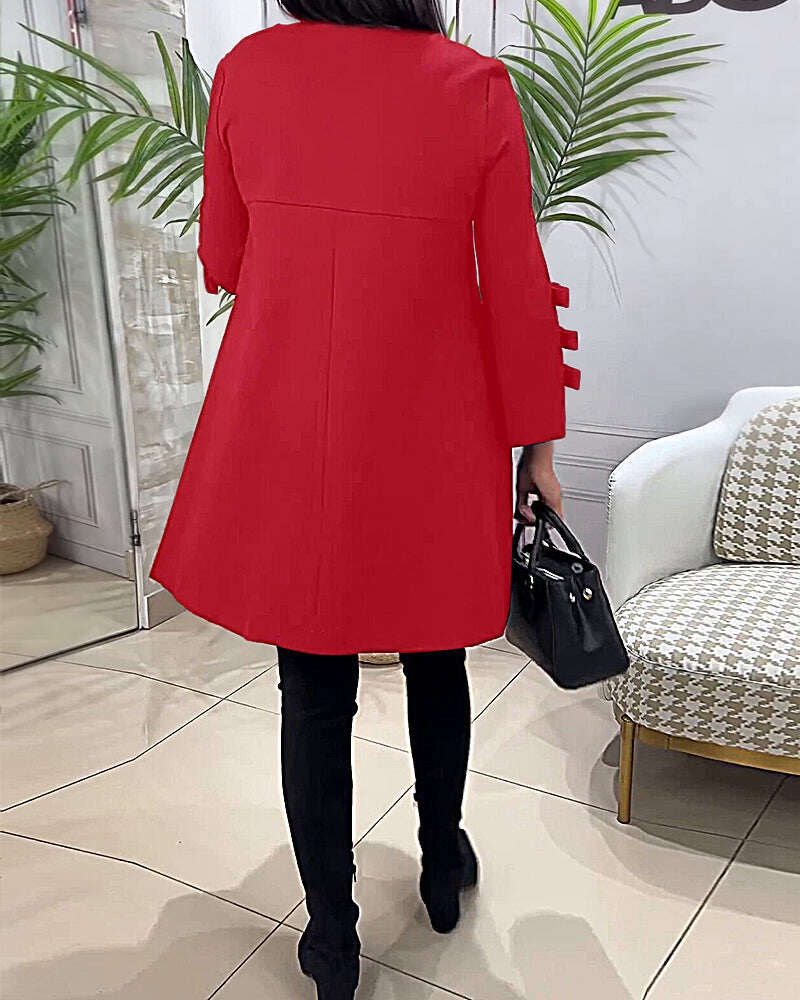 Vestido casual na altura do joelho com mangas compridas