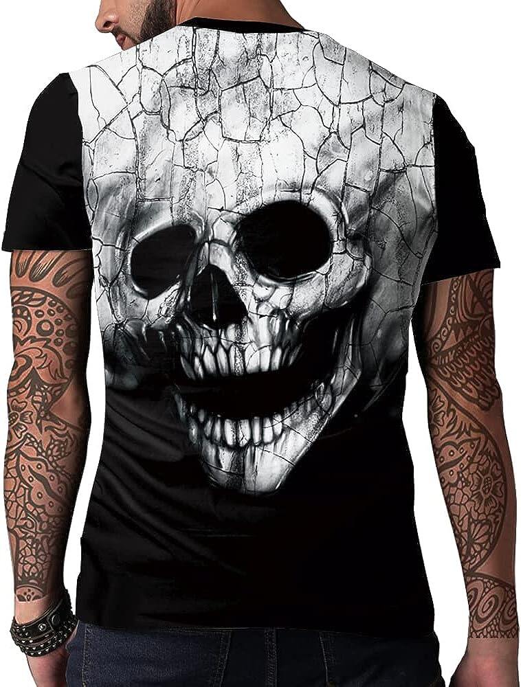 Men's 3D Print Skull T-Shirt 3D Creative Print Short Sleeve T-Shirt Casual Round Neck Novelty Street Fashion Tees Shirt