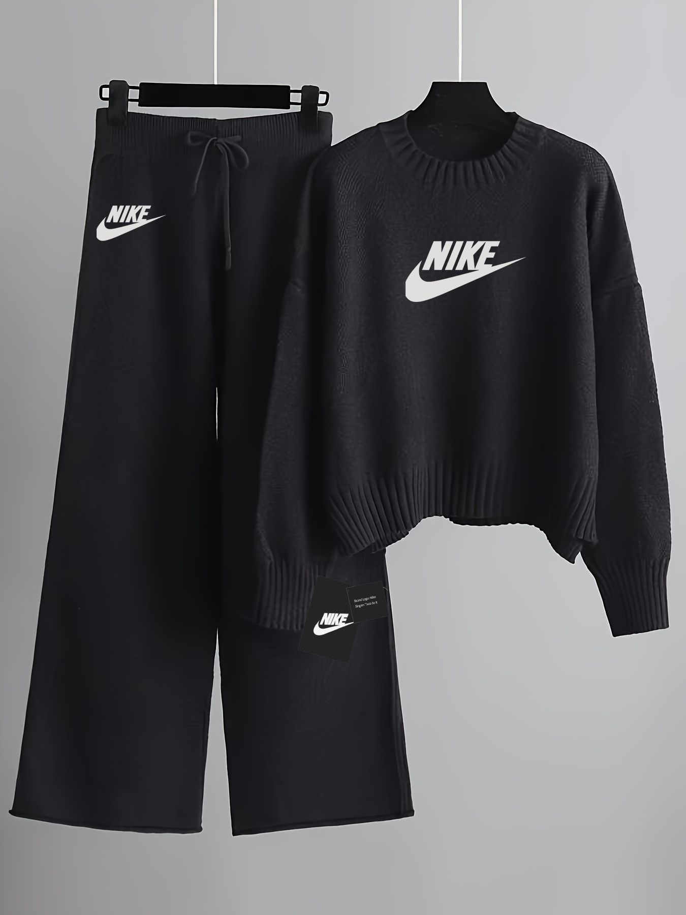 2025 NIKE® Outono e inverno suéter solto, calças largas, terno de duas peças