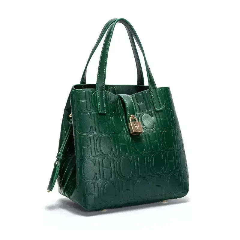 Bolsa de senhora CH, bolsa de balde, grande capacidade, temperamento luxuoso