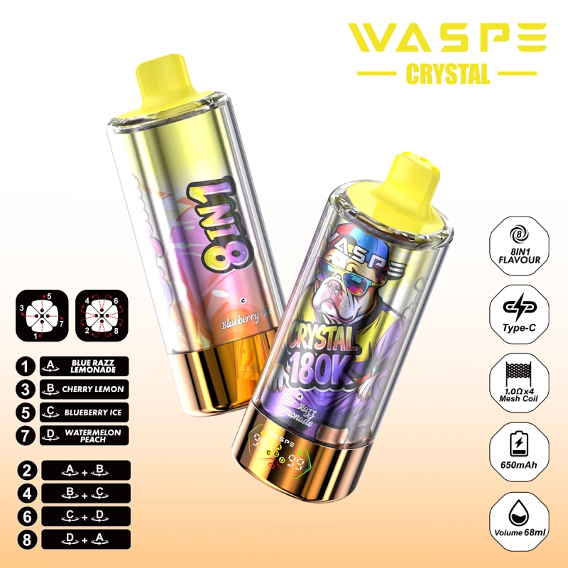 180000 puffs vape, 8 in 1 disposable vape, bulk disposable vape, rechargeable disposable vape, WASPE disposable vape