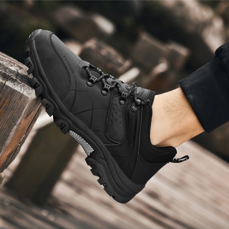 (🔥Mais vendidos)  Últimos sapatos de caminhada ao ar livre de couro genuíno masculino antiderrapante à prova d'água
