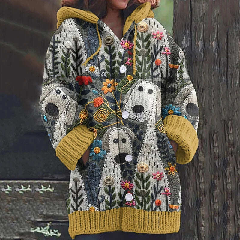 HOODIE DE MALHA DE FILHOTE DE CACHORRO BONITO
