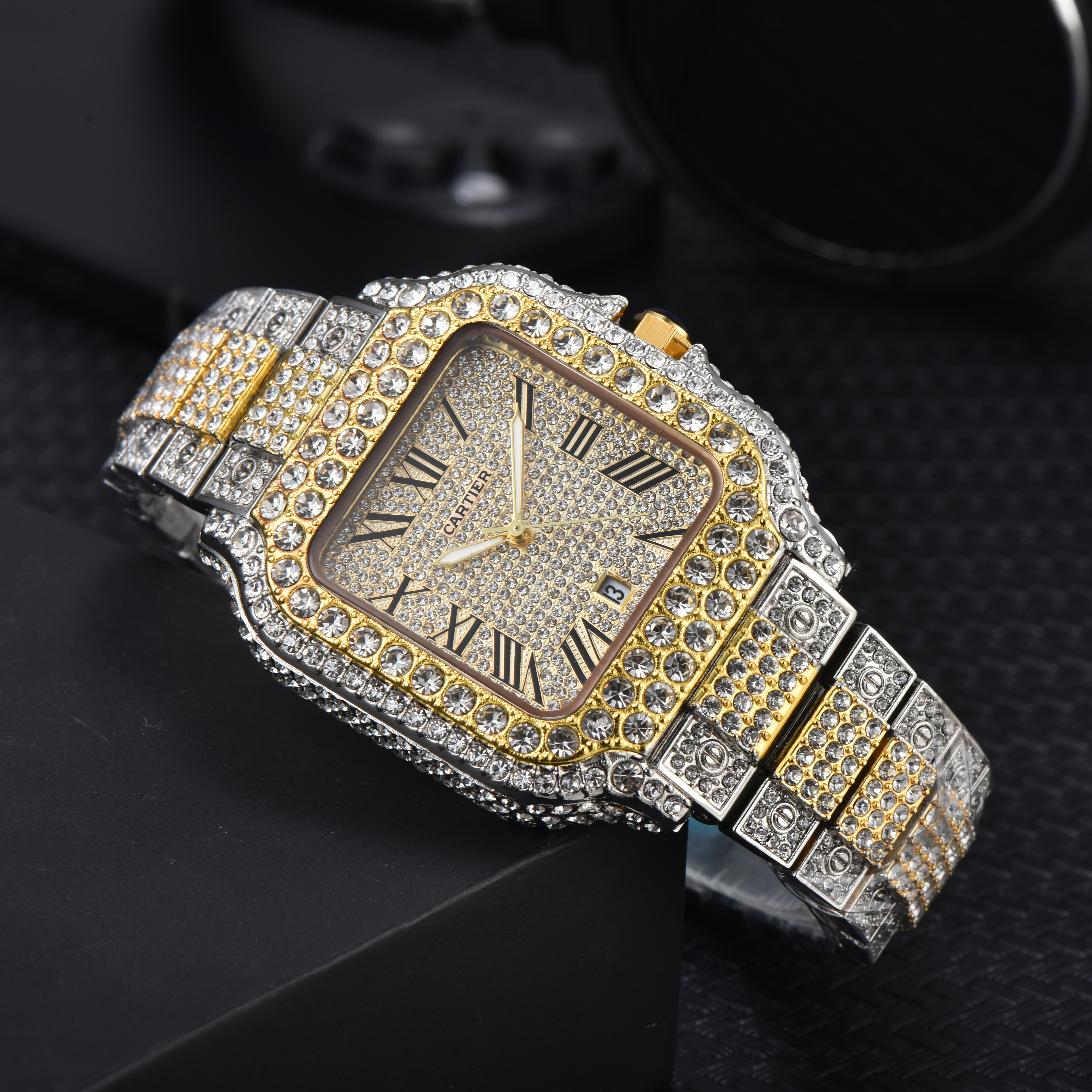 40mm Cartier Santos 100 XL - pełna tarcza ICED