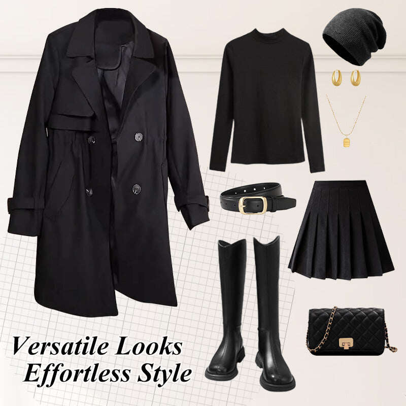❄️Promoções de inverno❄️ Trench coat confortável com cintura e lapelas