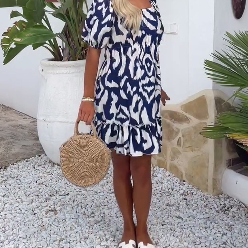 🎀Elegantiška moteriška suknelė su raukiniais ir raštais