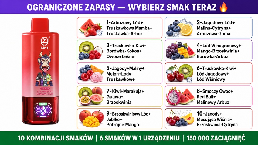 UZY 150K 10 kombinacji smaków ograniczone zapasy wybierz teraz