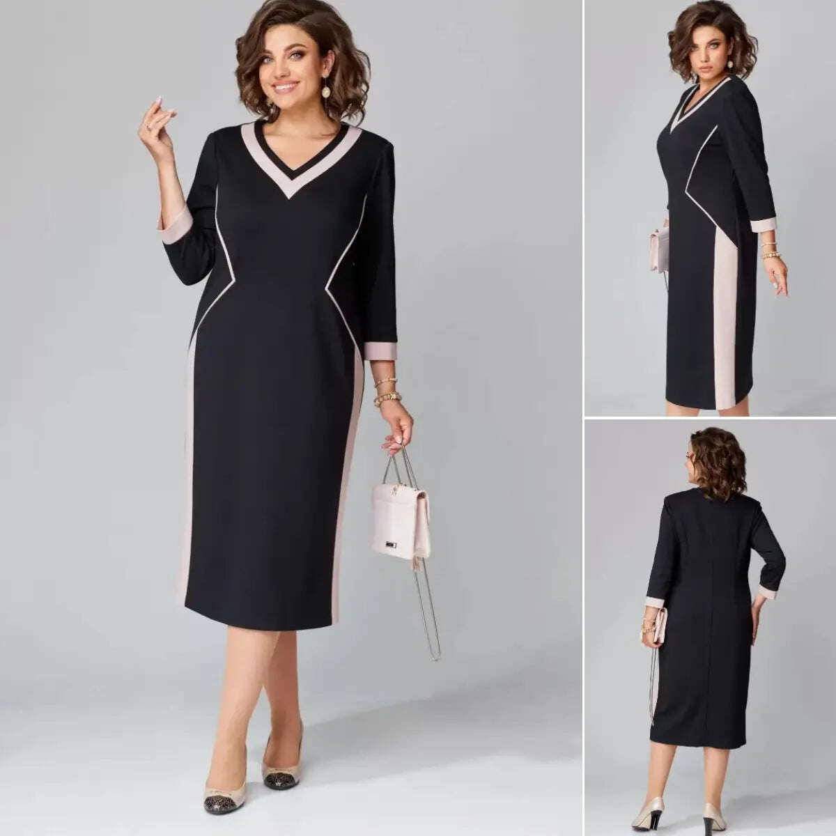 💕[S-5XL] 2024 NOVO ESTILO DE ALTO TEMPERAMENTO E VESTIDO ELEGANTE COM DECOTE EM V