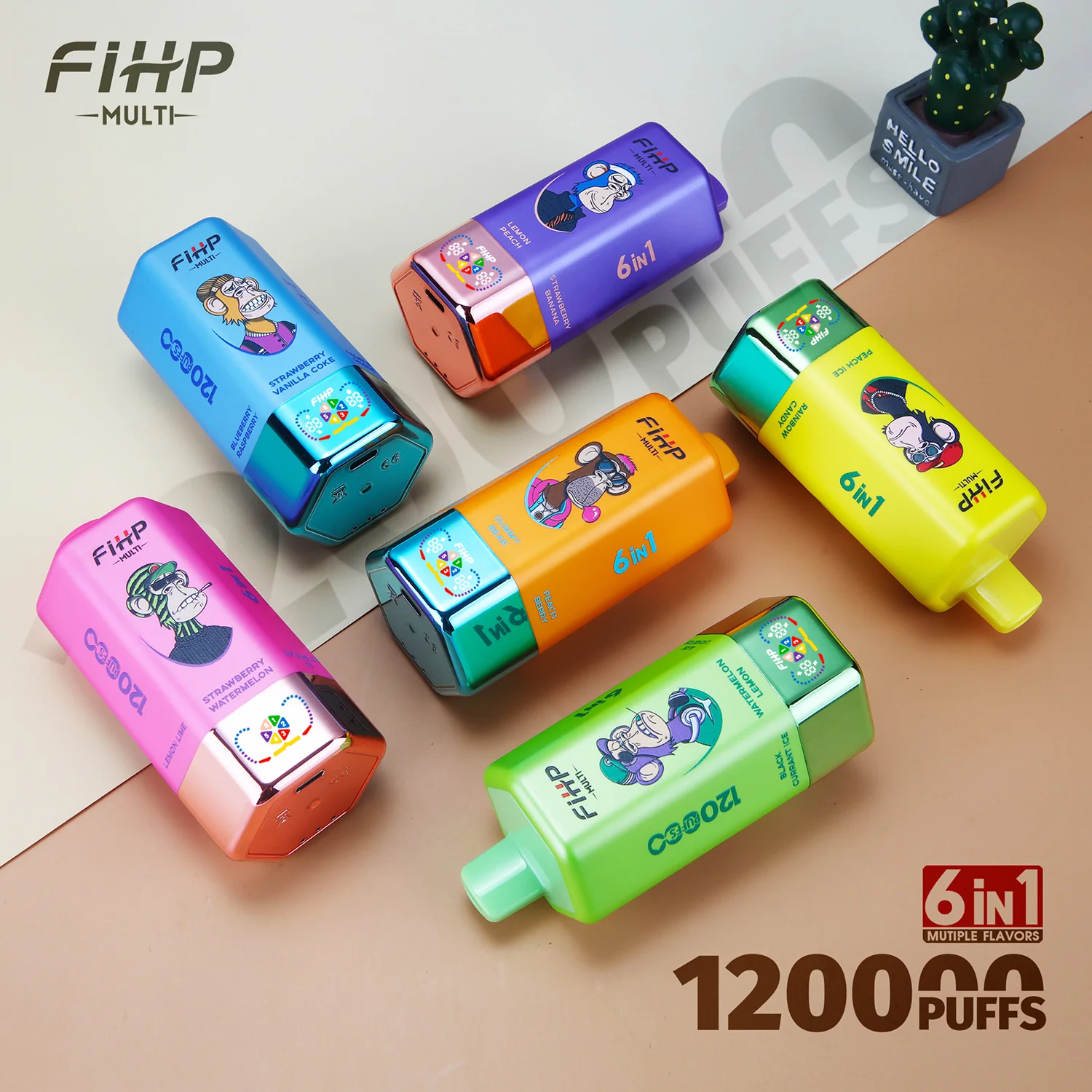 Fihp 120K Big Puffs 6 Flavors in 1 Adjust Vape