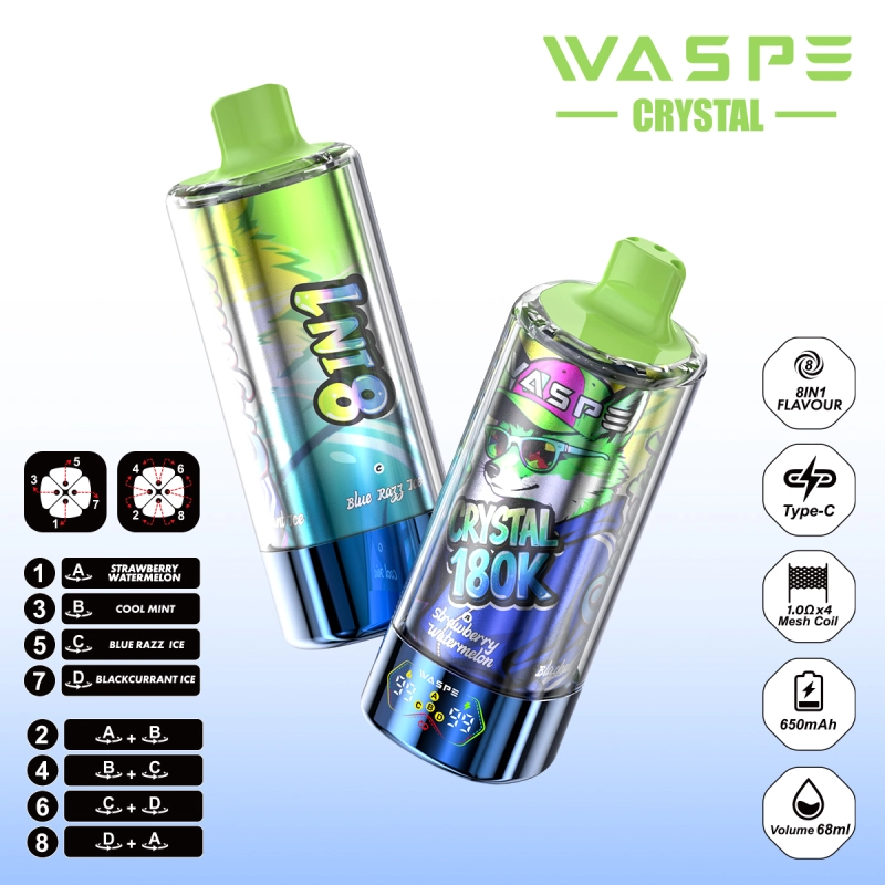 180000 puffs vape, 8 in 1 disposable vape, bulk disposable vape, rechargeable disposable vape, WASPE disposable vape