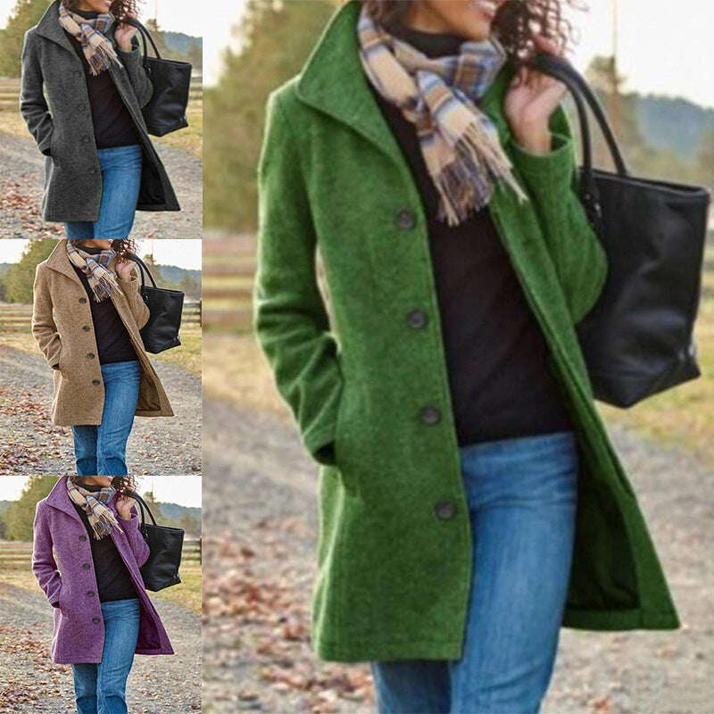 Casaco de lã de comprimento médio em estilo retrô