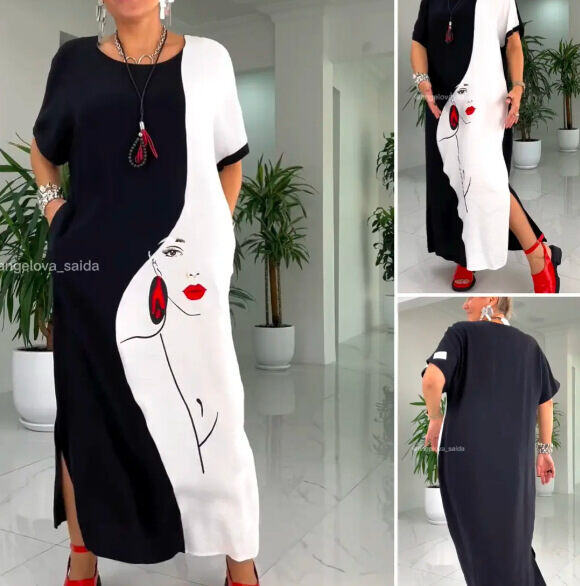 Nuovo vestito casual da donna con stampa di personaggi