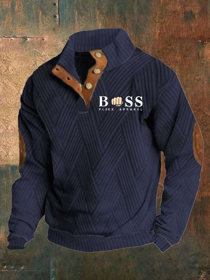 Sweatshirt casual para homem com design de letras retro em tecido xadrez jacquard