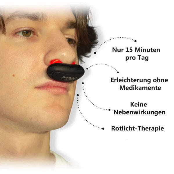 Dispositivo de terapia nasal Oveallgo™ INSTANT RespiRelief com luz vermelha