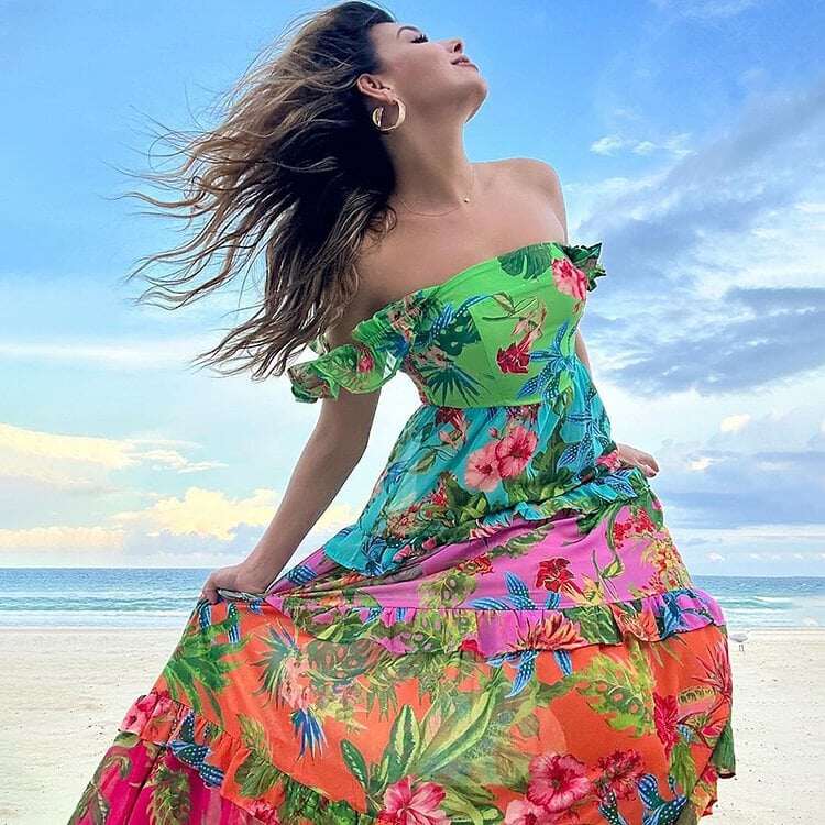 2025 New One-piece style with flutter sleeves and prints Swimsuit Set