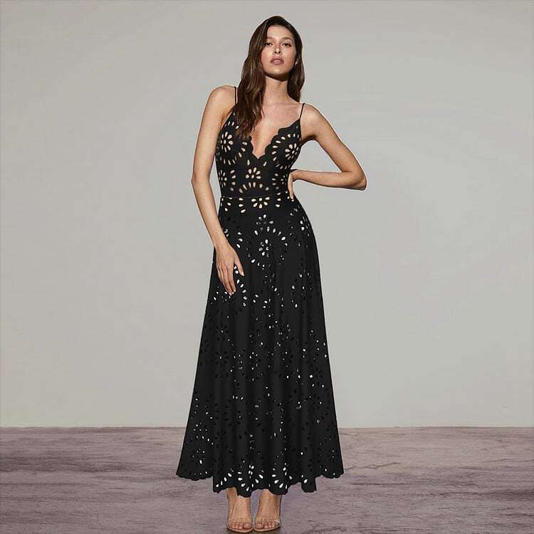 💖 2025 New 👙 Laser Cutting Flower Hollow Flared Skirt Swimsuit Set