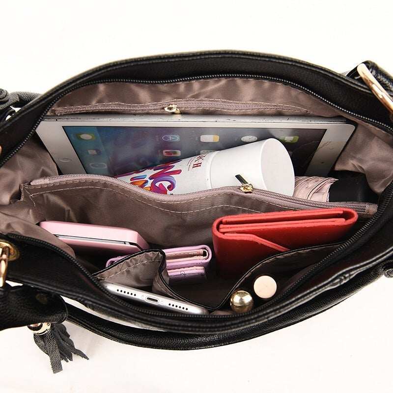 Nova bolsa de ombro de couro PU de grande capacidade