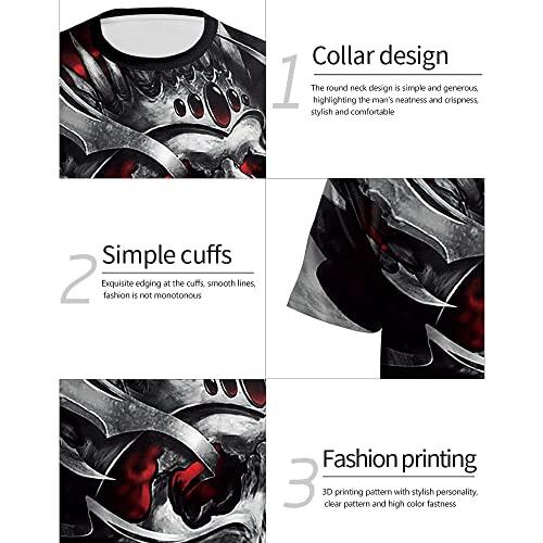 Camiseta masculina de caveira com estampa 3D criativa 3D camiseta de manga curta casual gola redonda novidade moda urbana camiseta
