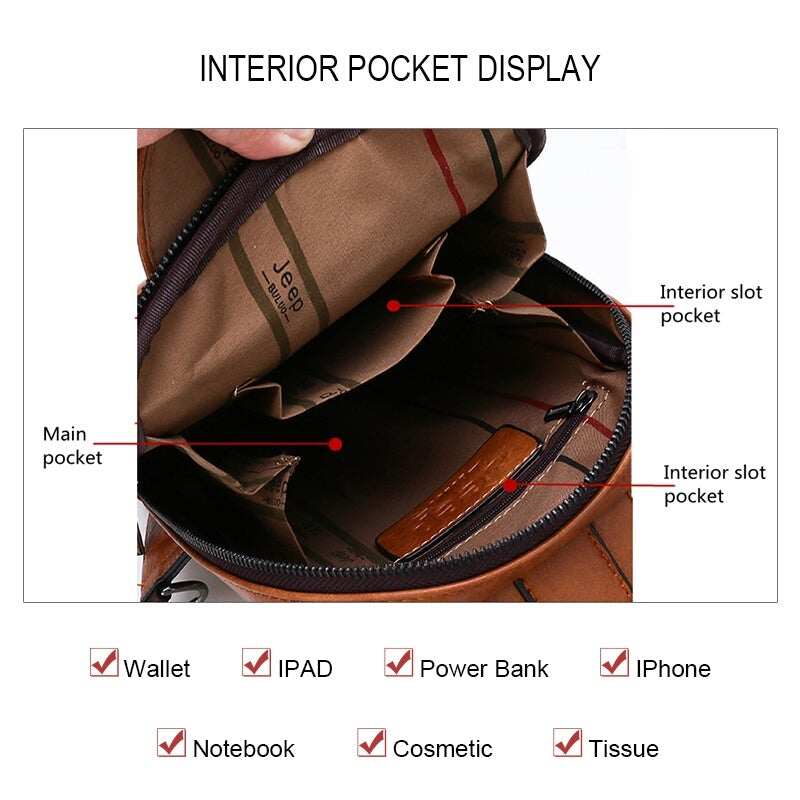 Męska torba na klatkę piersiową w stylu retro
