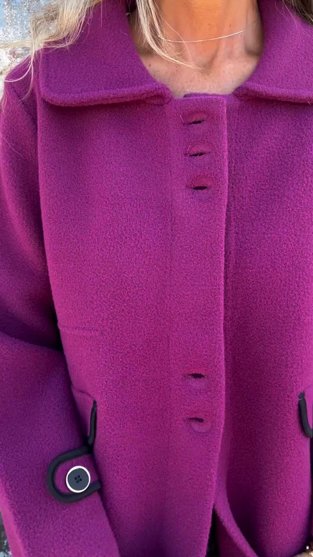 PROMOÇÃO🔥 Casaco feminino de lã folgado com botões