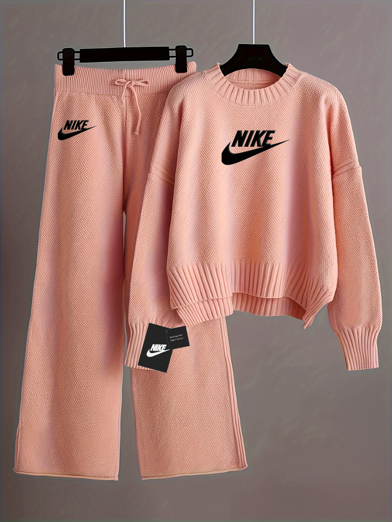 2025 NIKE® Outono e inverno suéter solto, calças largas, terno de duas peças