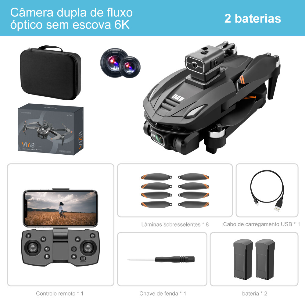 Drone V168 Pro com GPS - Câmara HD 8K - com atualização do GPS!