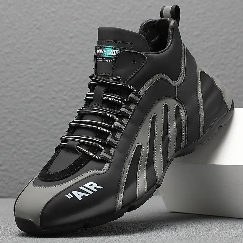Męskie skórzane sneakersy z nadrukiem zebry