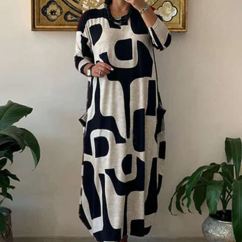 ✨Vestido feminino de manga comprida com estampa