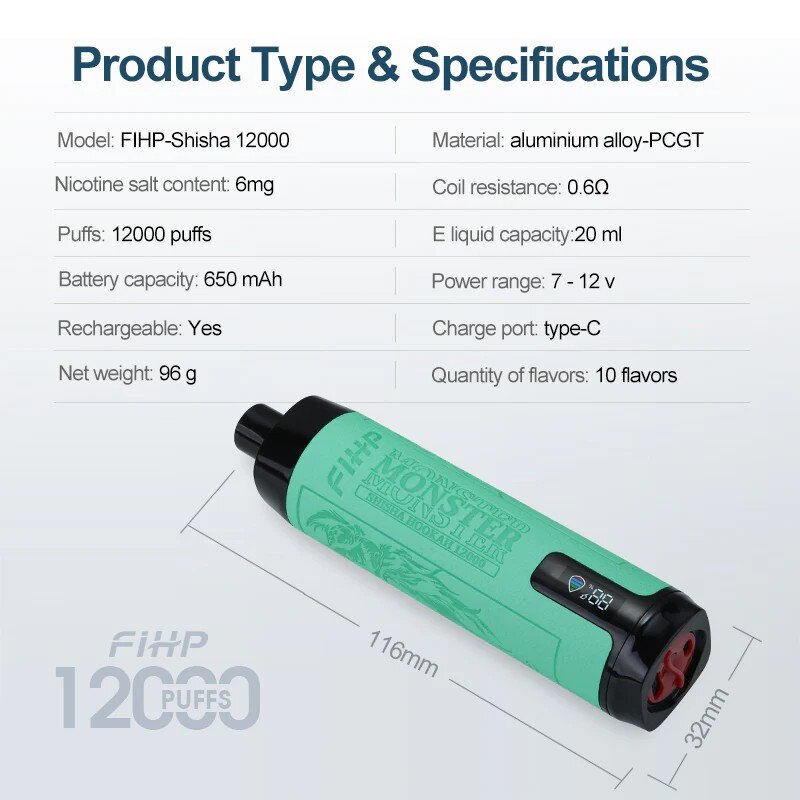 FIHP 12000 puff vape