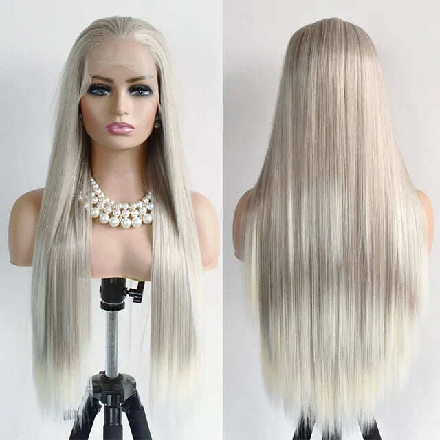 Perucas naturais longas e retas, detalhes da moda do dia a dia