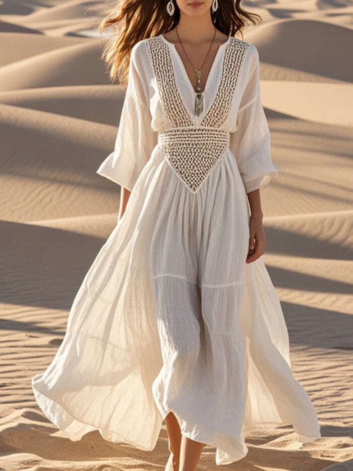 Vestido boémio vintage feminino
