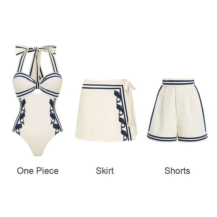 🎈Free Spirit - Navy Style Printed One Piece Swimsuit Set