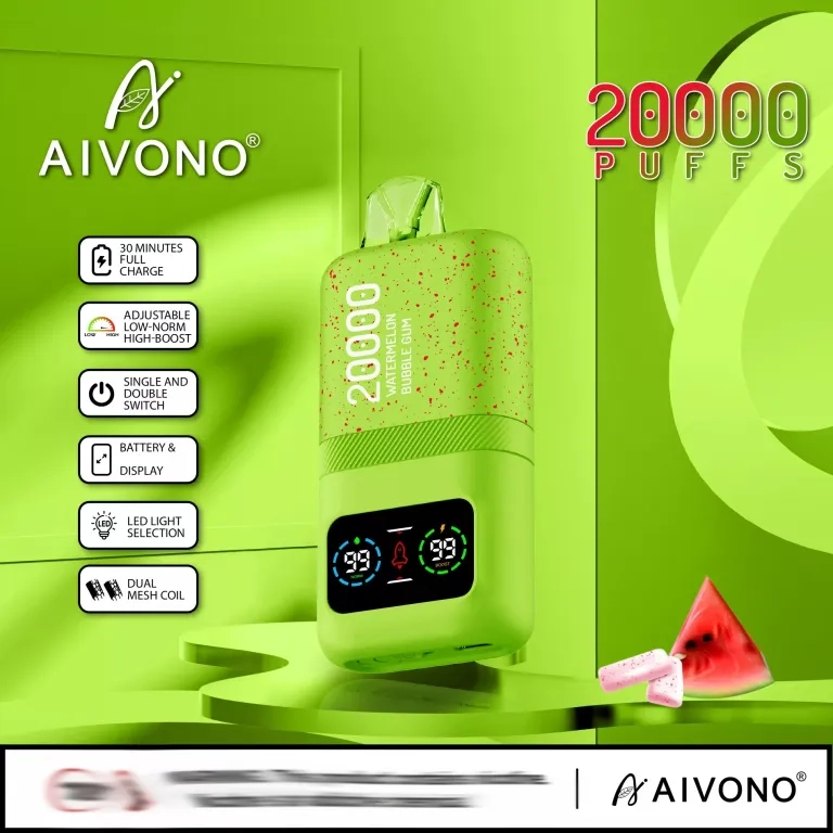 AIVONO 20000 Puffs Dual Mesh Rechargeable Disposable Vapes Blue razz ice