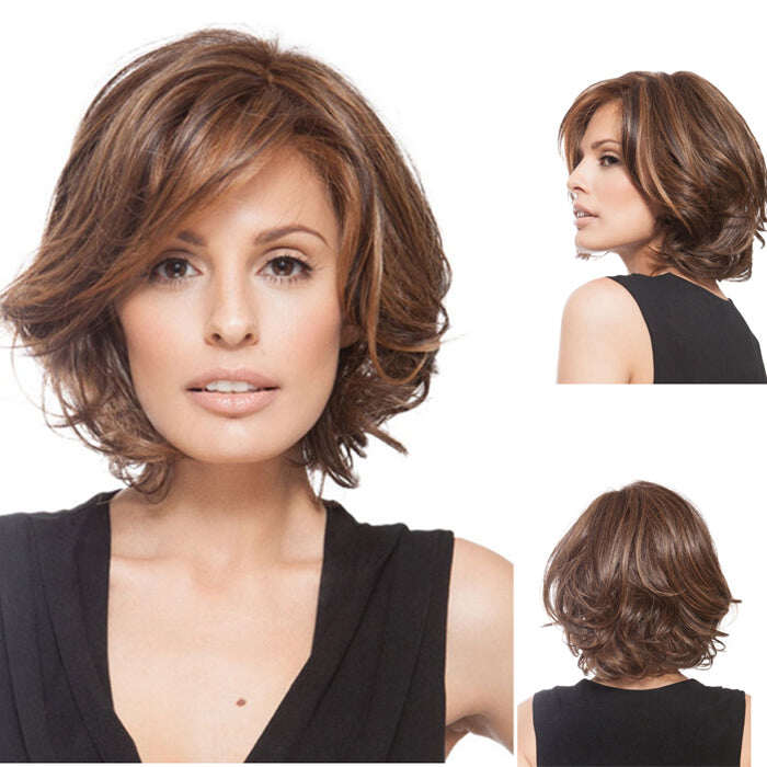 Silver side-parted curly (Available in dark brown)