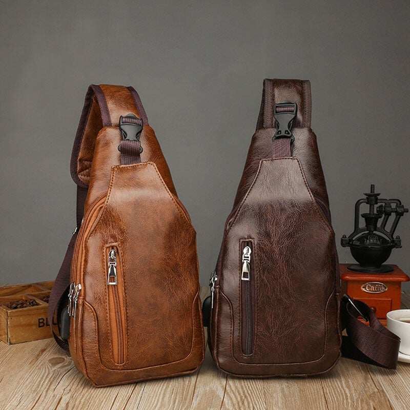 Męska torba na klatkę piersiową z teksturą w stylu retro