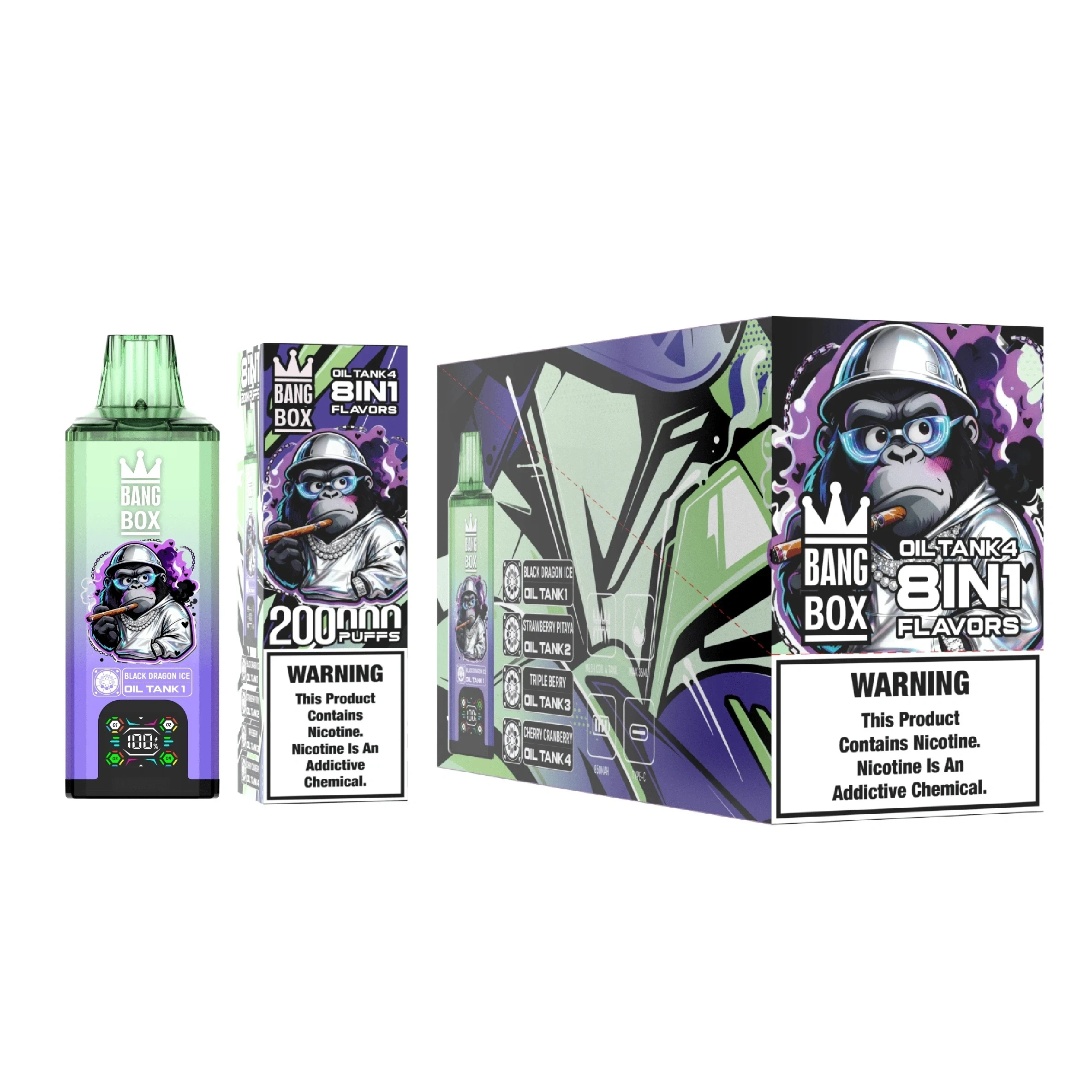 Csomagoldoboz a Bang Box 8 in 1 200000 Puffs Disposable, Black Dragon Ice vari醤s