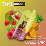 GAZZ BAR TRIPLE 60000 Puffs disposable vape Strawberry Banana • Raspberry Watermelon • Lemon Lime