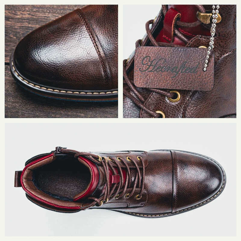 Botas de couro com cadarço 