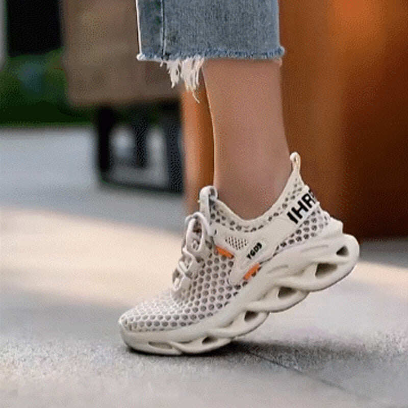 Tênis de corrida feminino respirável e antiderrapante com sola macia