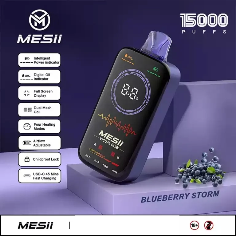 Mesii visual boxx 16000 puffs teljes képernyős kijelző eldobható vape tömeges vásárlás nagykereskedelmi