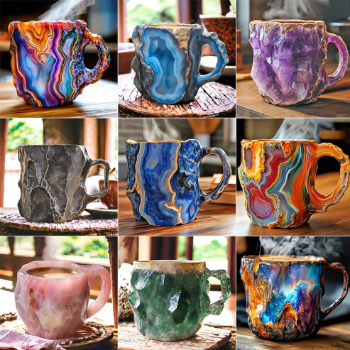 (💐Promocja wiosenna💐) ✨️2025 Nowe kubki do kawy z kryształkami mineralnymi☕