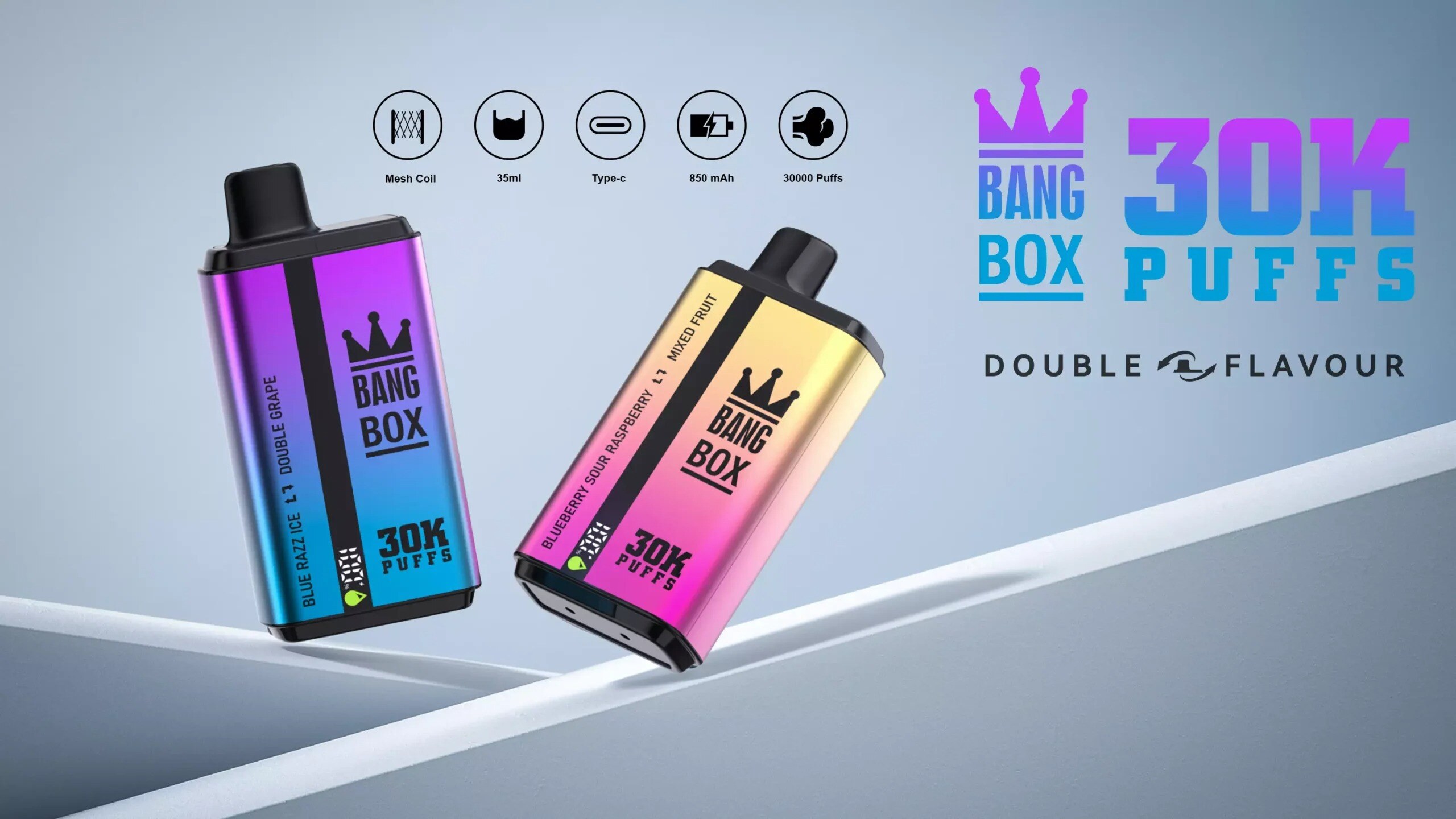 Bang Box 30000 Puffs Sabor Duplo 0% 2% 5% Baixo Teor de Nicotina Compra em Atacado Caneta Vape Descartável Recarregável~