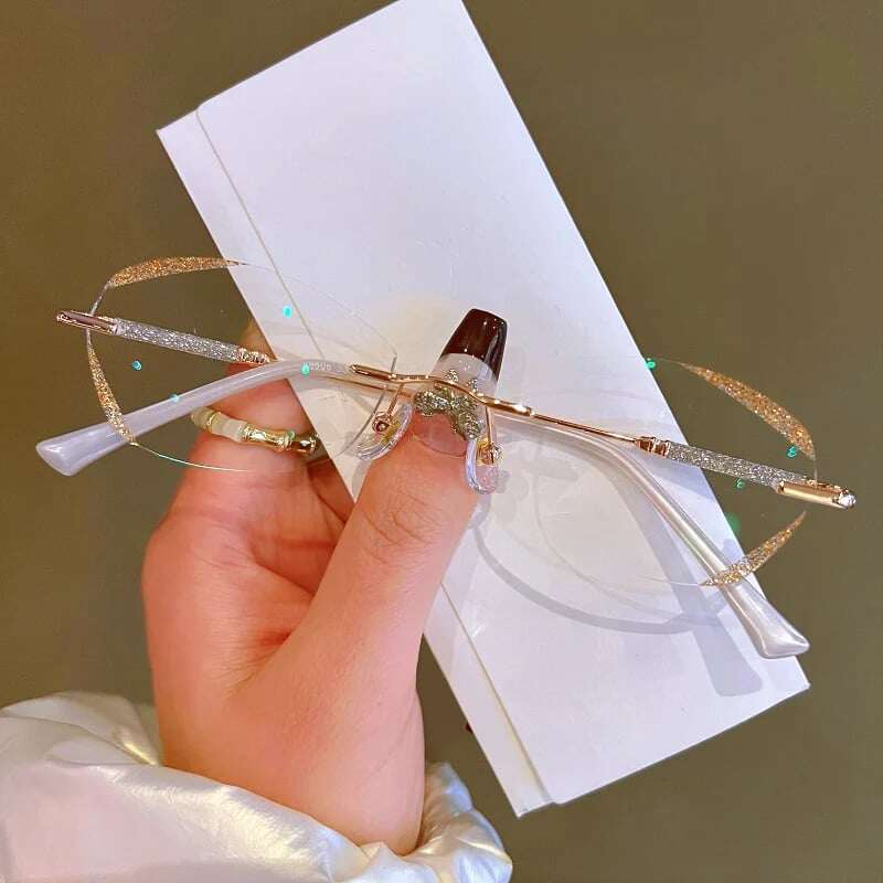 ÓCULOS FEMININOS SEM ARO DIAMANTE ANTI-LUZ AZUL PARA PRESBIOPIA