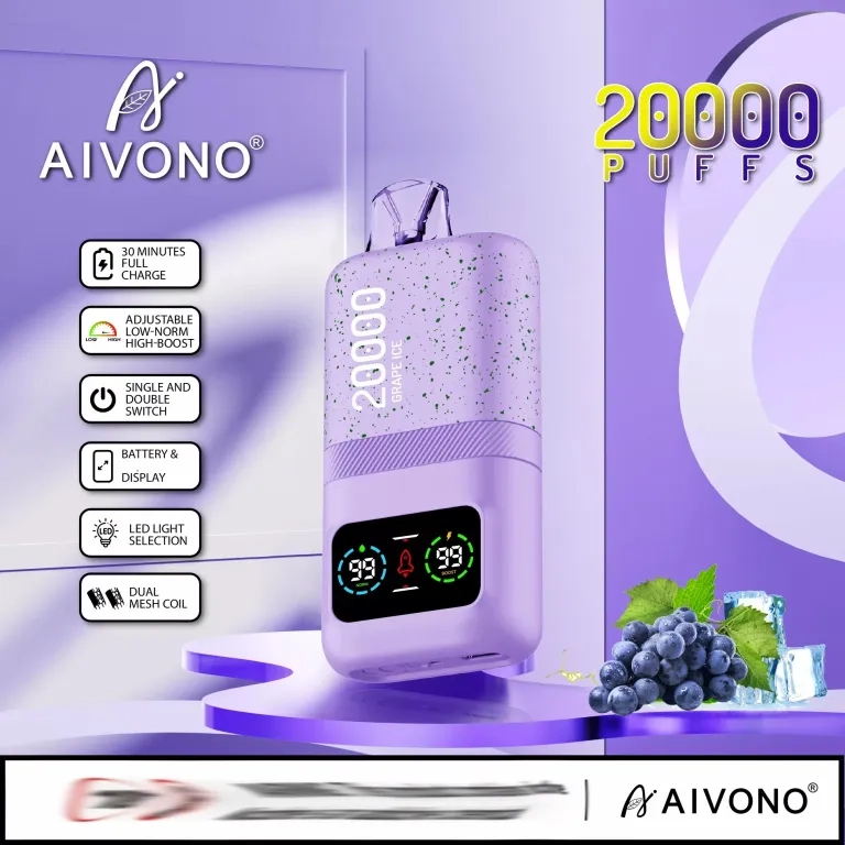 AIVONO 20000 Puffs Dual Mesh Rechargeable Disposable Vapes Strawberry ice