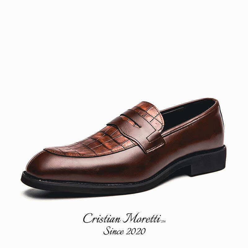 Sapatos Enrico Vitali™ em couro legítimo sem cadarço