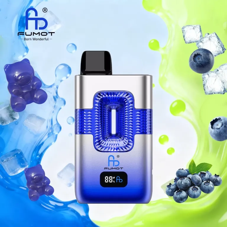 FUMOT ECO 2IN1 50K is a high-capacity rechargeable disposable vape Blue Razz Gummy Bear & Blue Razz Ice Pop