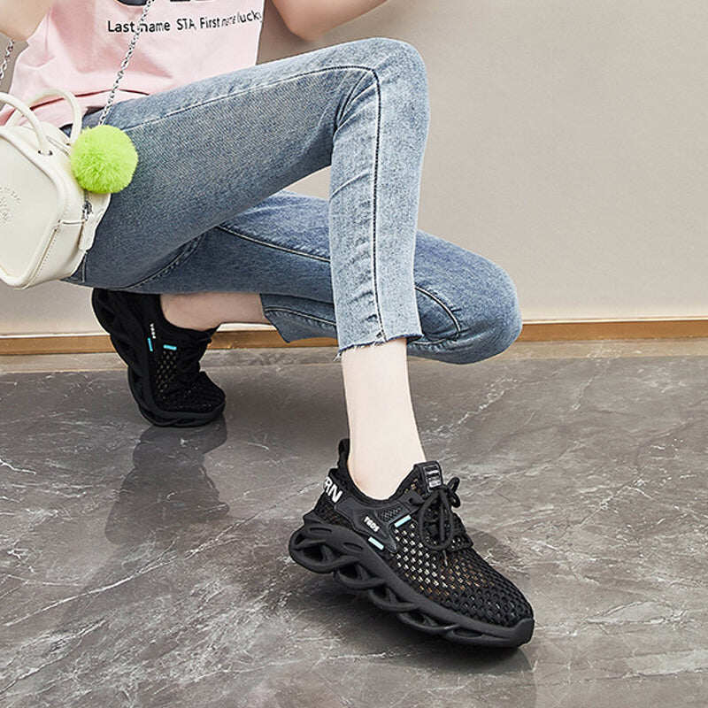 Tênis de corrida feminino respirável e antiderrapante com sola macia